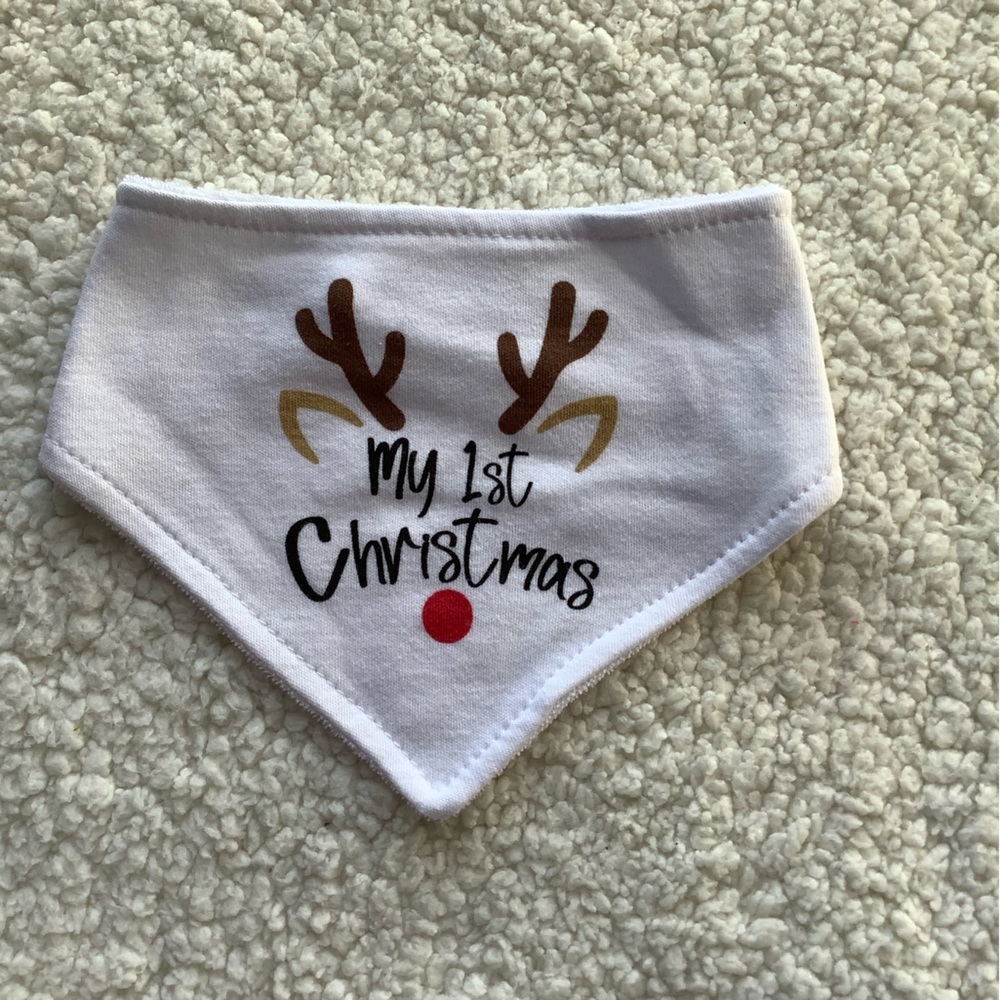 My First Christmas Rudolph Bandana Bib